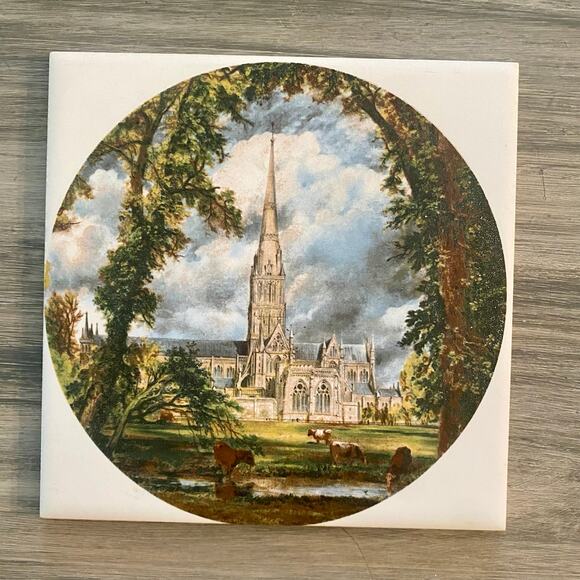 Collectors Ceramic Tile "Salisbury Cathedral" Made in England 6"x6", Trivet - Picture 1 of 4
